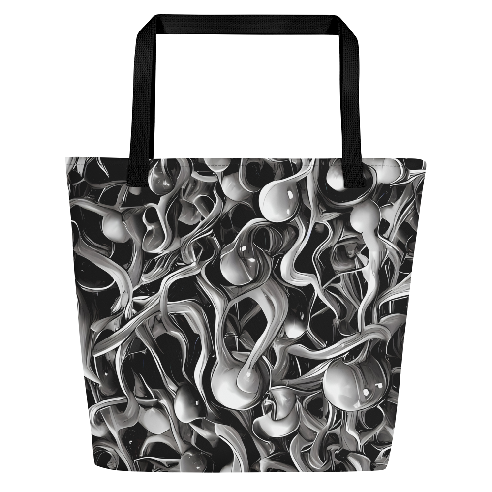 Large Tote Bag w/ Pocket - Fluid Monochrome