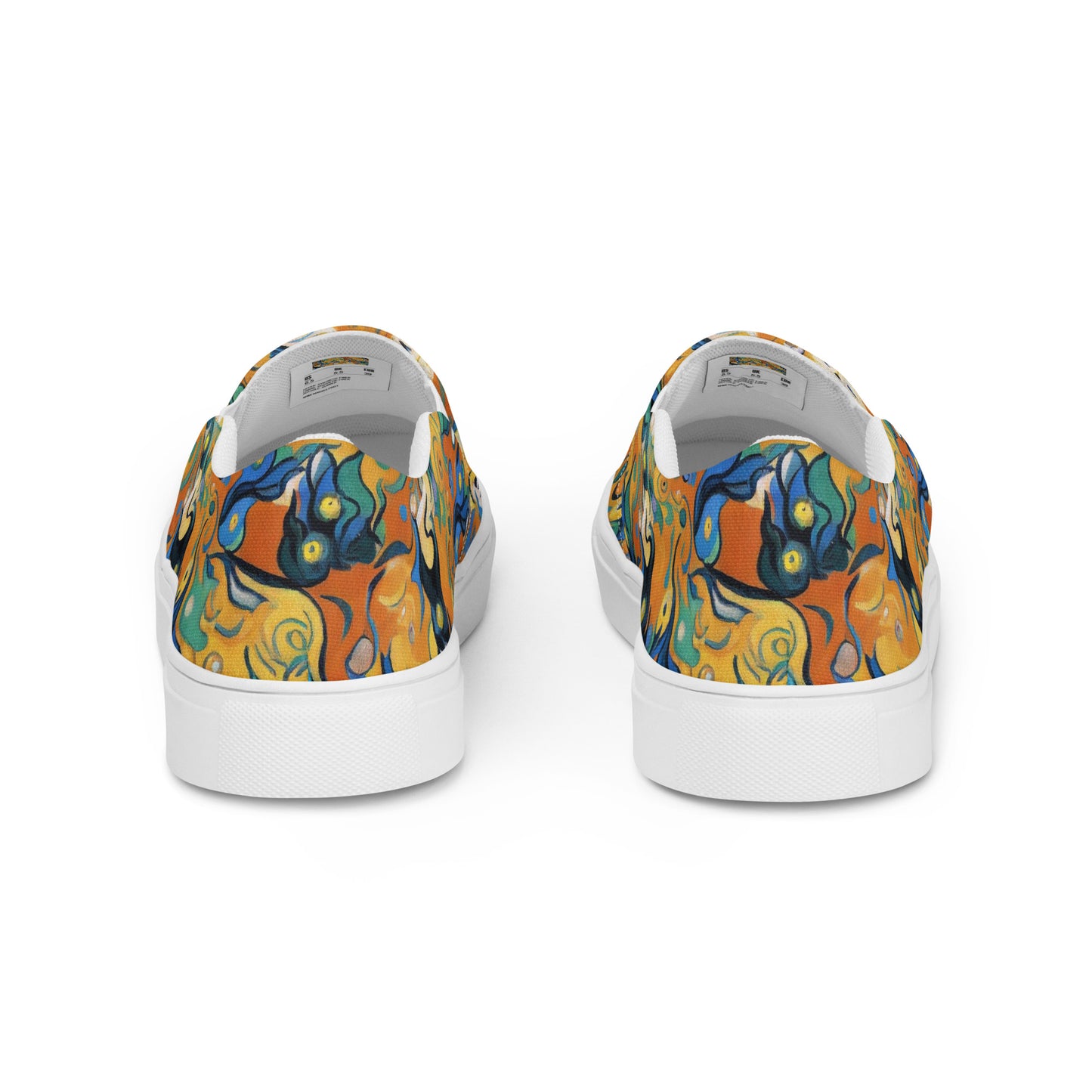 Men's Slip-On Canvas Shoes - Whimsical Feline Dance