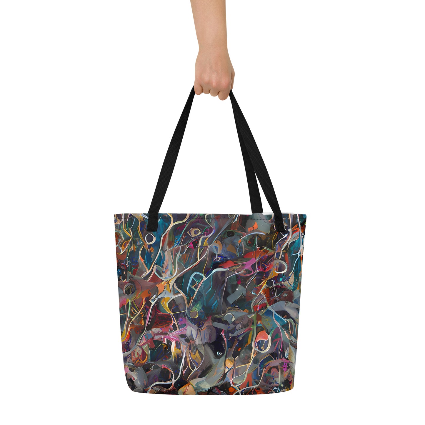 Large Tote Bag w/ Pocket - Chromatic Entanglement