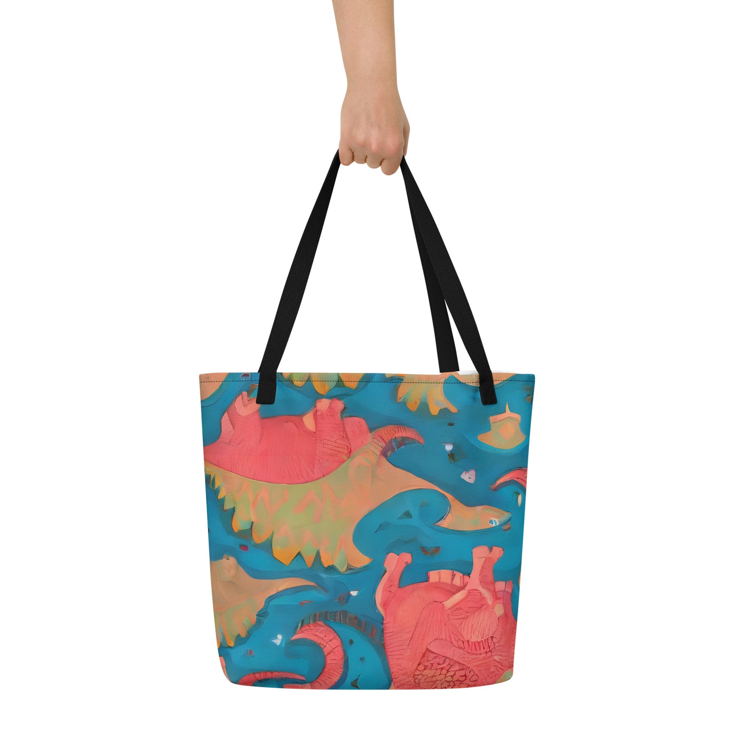 Large Tote Bag w/ Pocket - Jurassic Jive