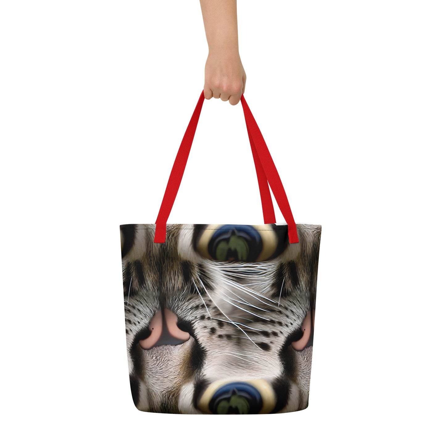 Large Tote Bag w/ Pocket - Feline Mirage