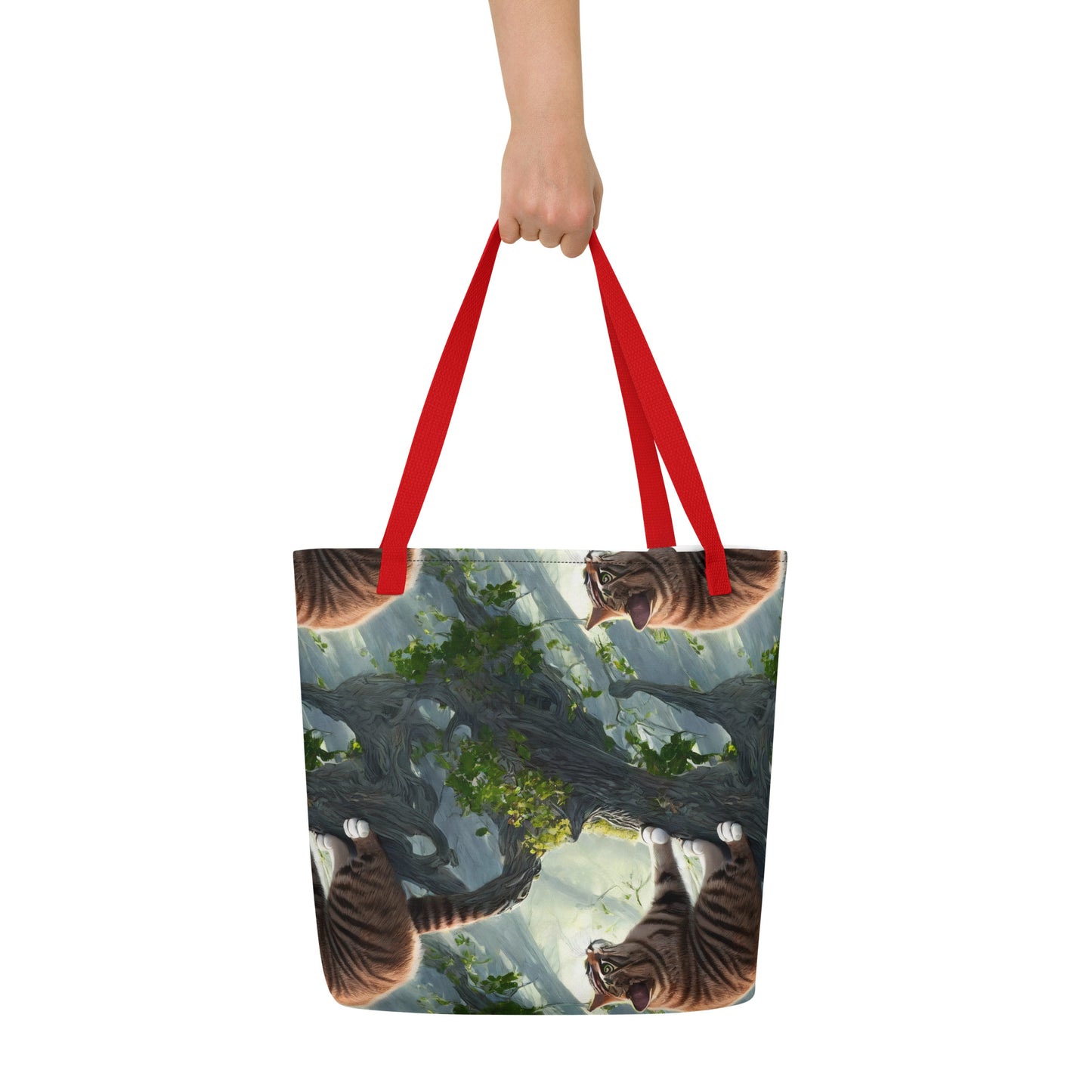 Large Tote Bag w/ Pocket - Whiskered Enigma