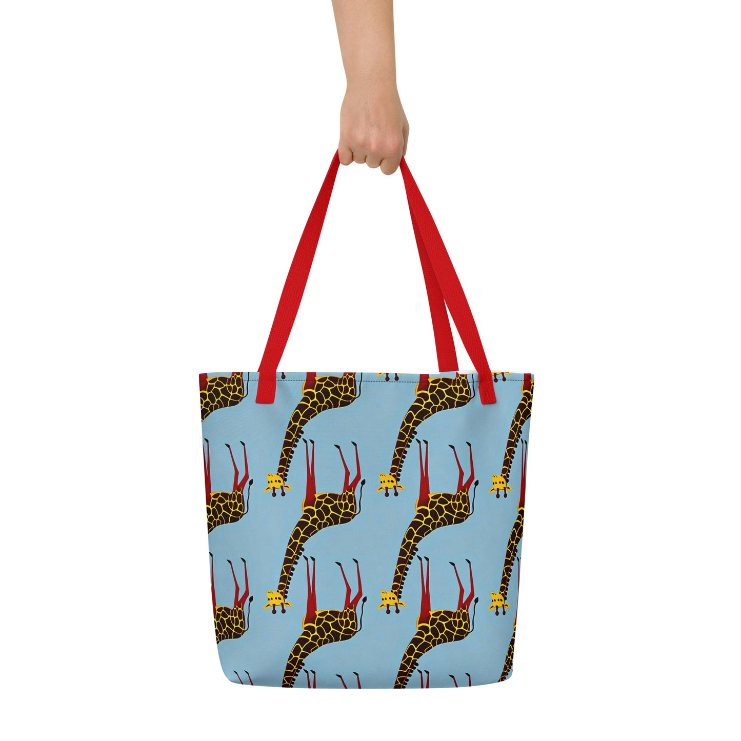 Large Tote Bag w/ Pocket - Giraffe Groove
