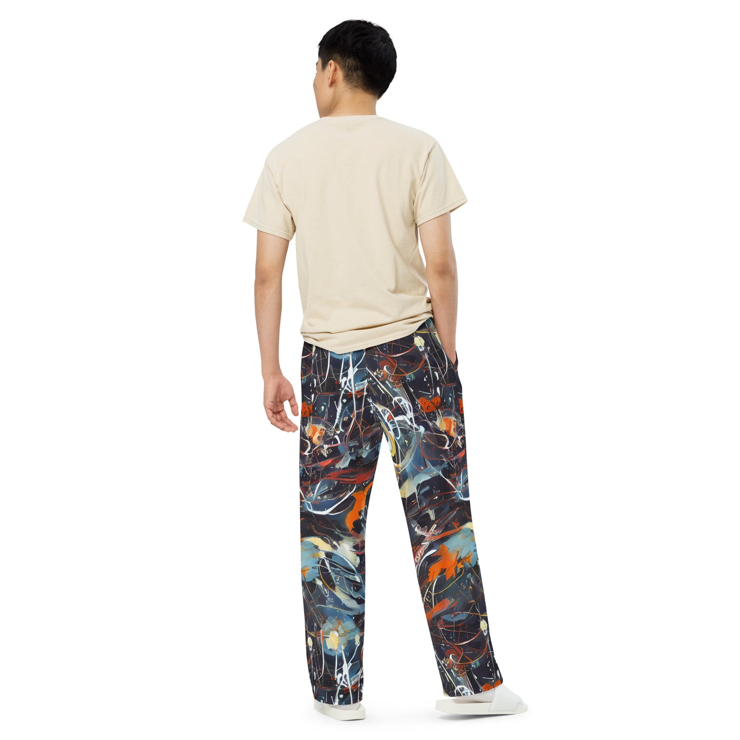 Wide-Leg Pants - Neo-Splash Labyrinth