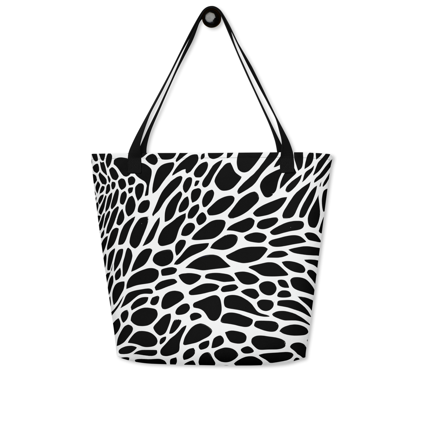 Large Tote Bag w/ Pocket - Monochrome Mystique