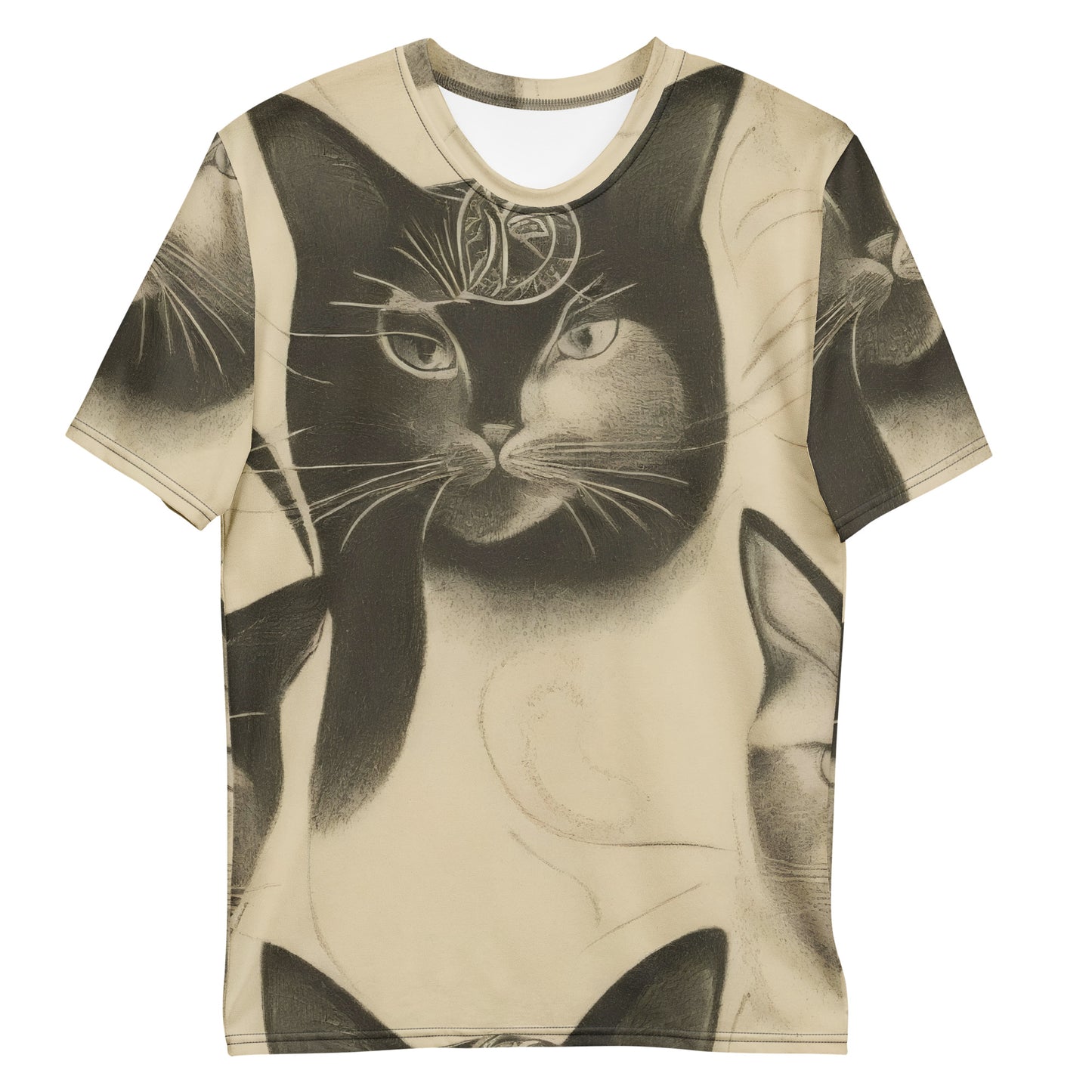 Men's Crew Neck T-Shirt - Feline Symphony