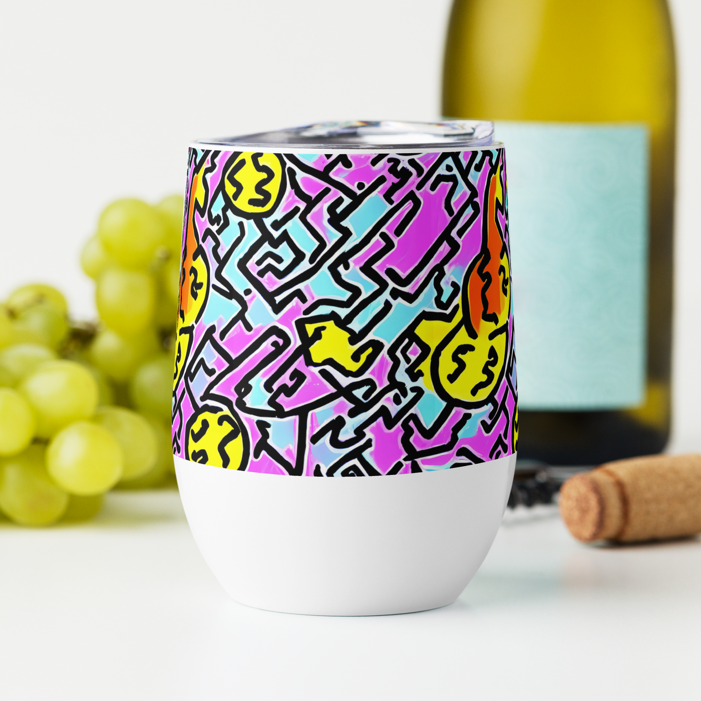 Wine Tumbler - Punk Doodles