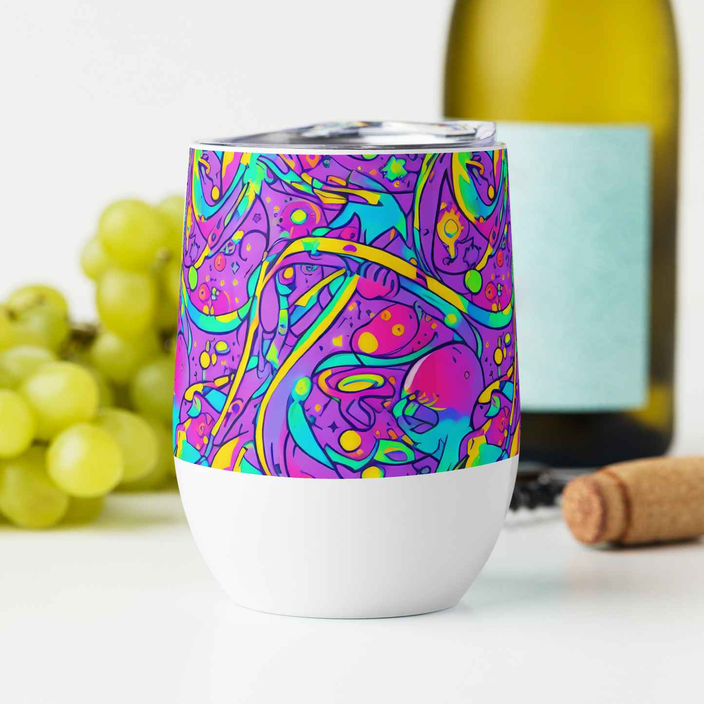 Wine Tumbler - Neon Galaxy Whirl