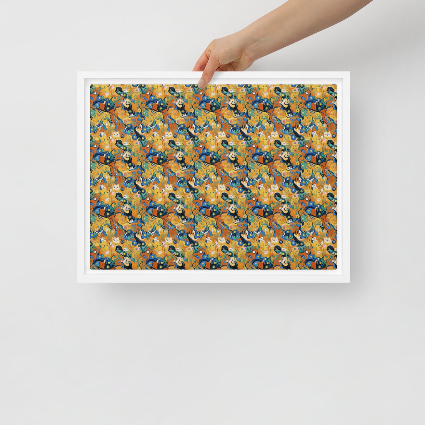 Framed Canvas - Whimsical Feline Dance