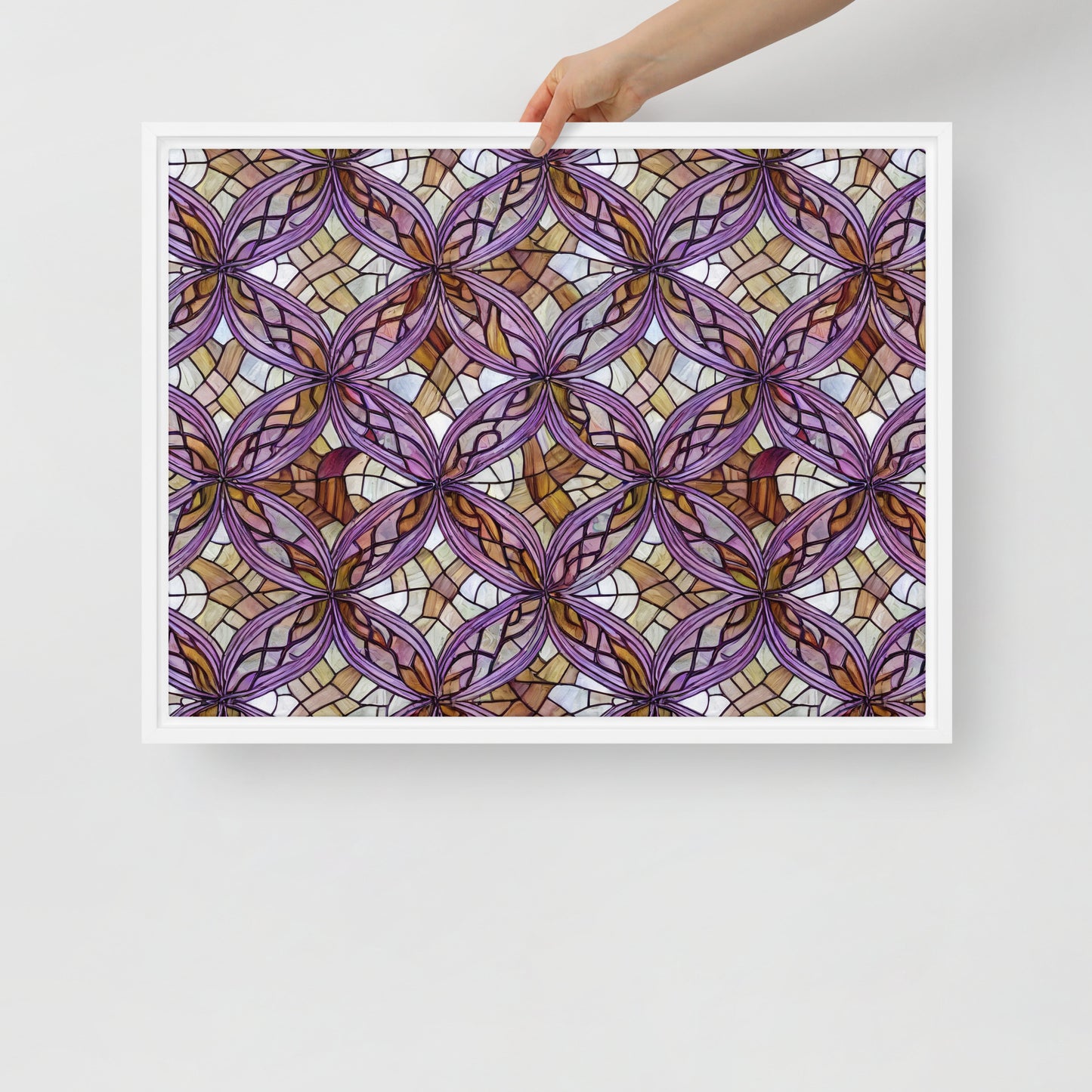 Framed Canvas (in) - Stained Glass Whirl