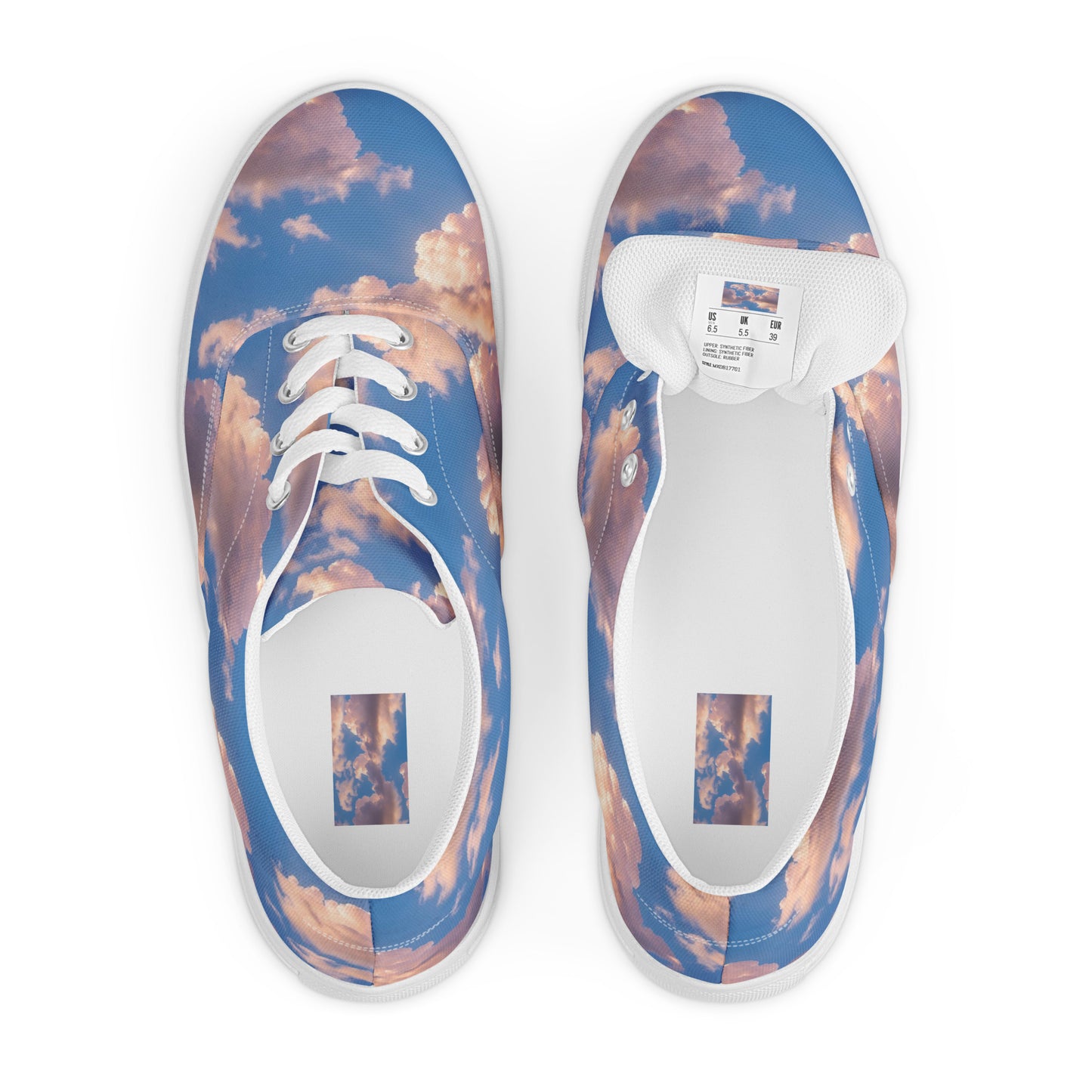 Women's Lace-Up Canvas Shoes - Cotton Candy Skies