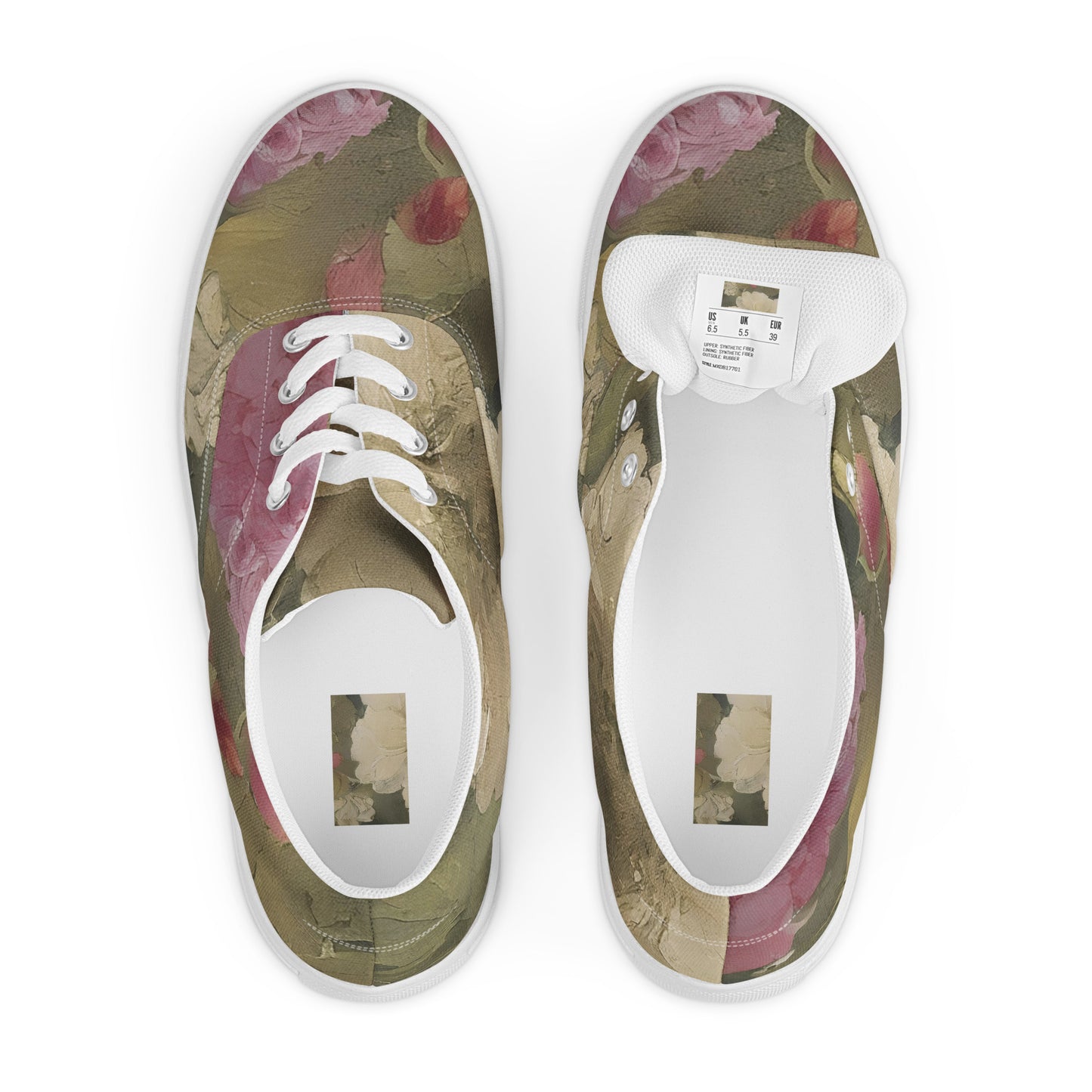 Men's Lace-Up Canvas Shoes - Blossoms in Harmony