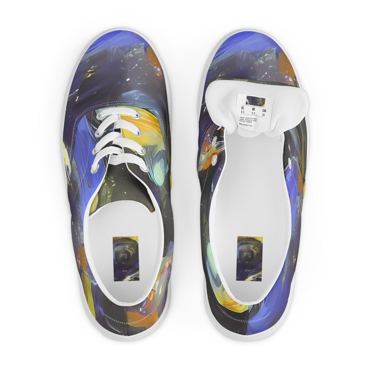 Women's Lace-Up Canvas Shoes - Psychedelic Planets