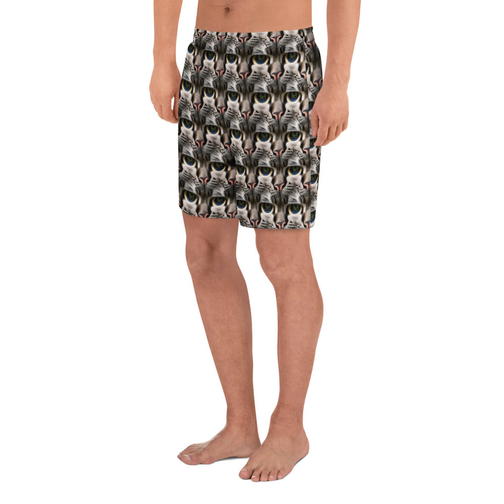 Athletic Long Shorts - Feline Mirage