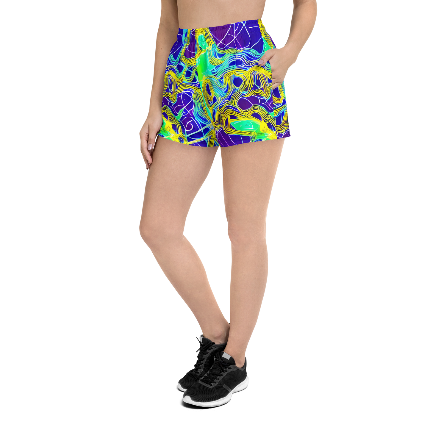 Women’s Athletic Shorts - Neon Jungle Rhapsody
