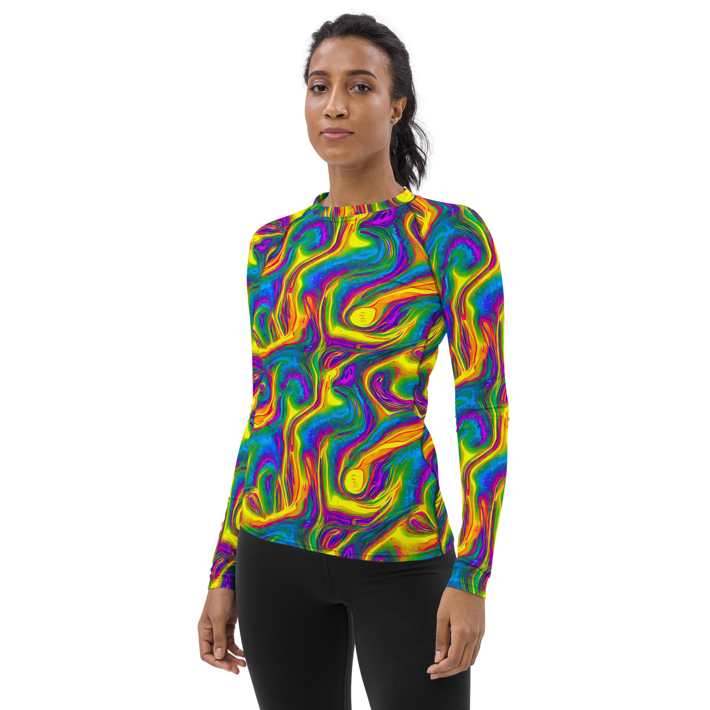Women's Rash Guard - Electric Aurora