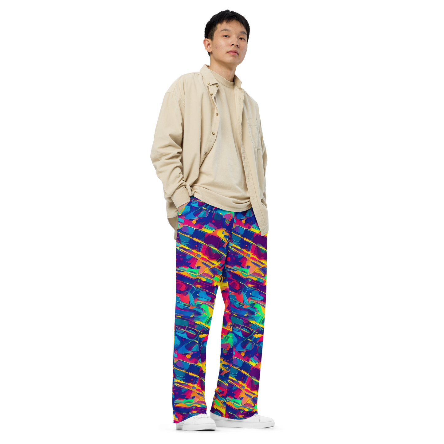 Wide-Leg Pants - Spectrum Streaks