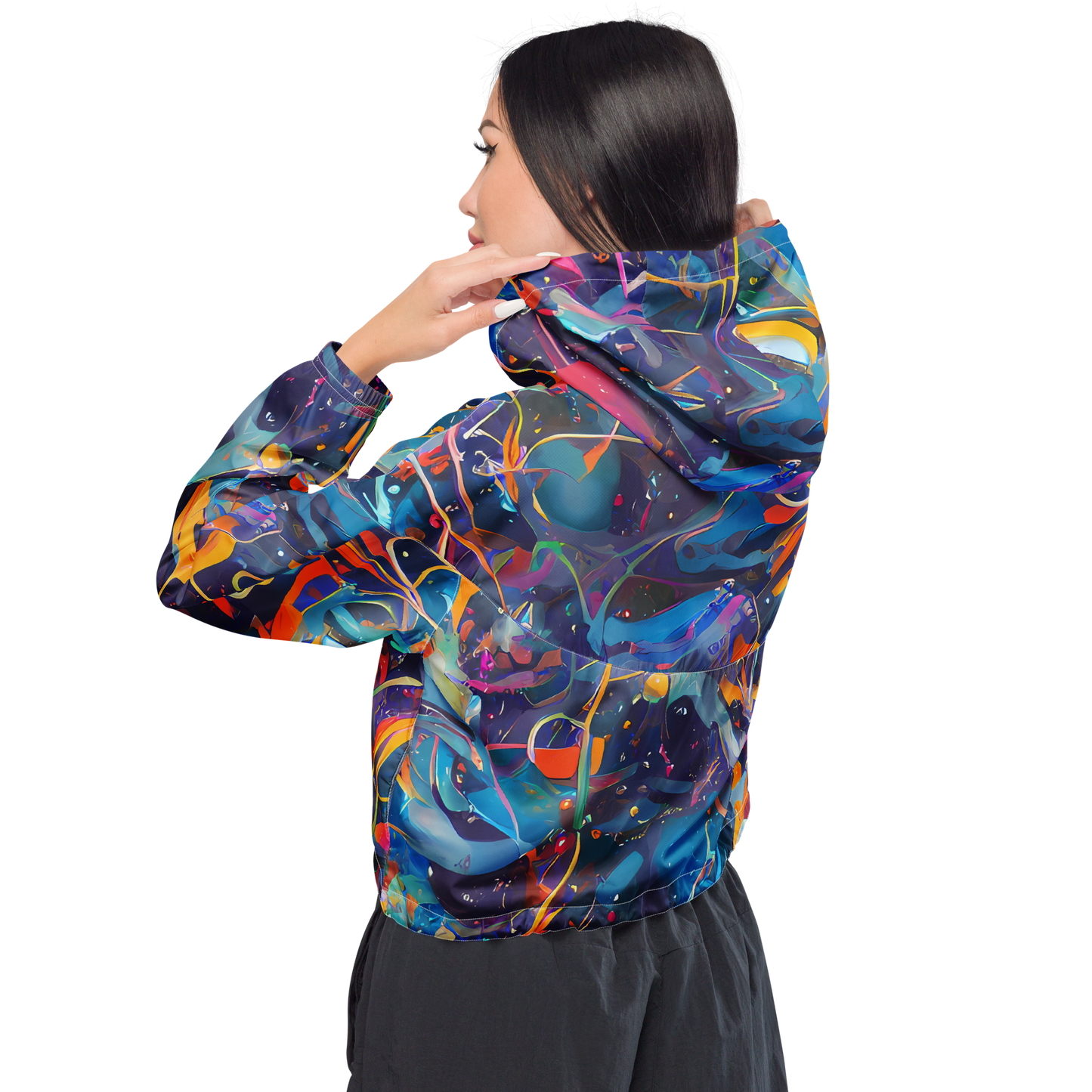 Women's Cropped Windbreaker - Brown's Chaos