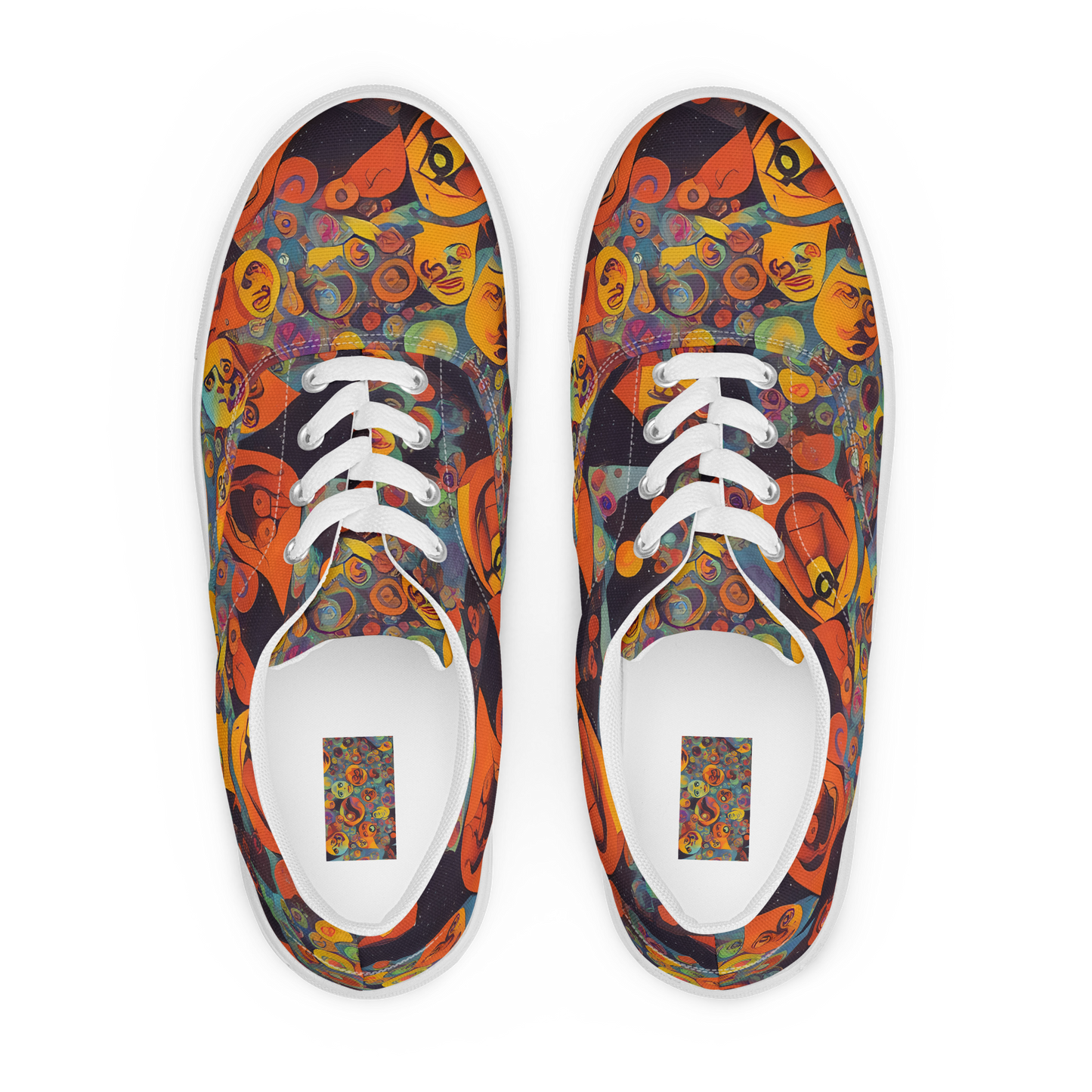 Women's Lace-Up Canvas Shoes - Galactic Faces