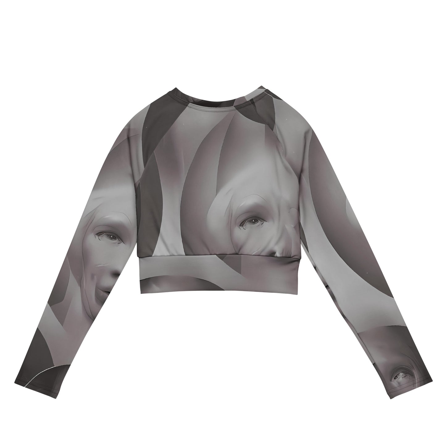 Long Sleeve Crop Top - Phantom Facescape
