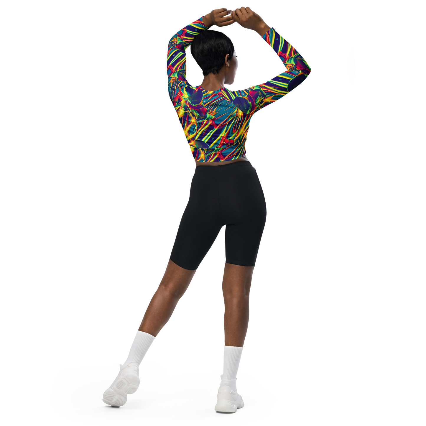 Long Sleeve Crop Top - Cosmic Inferno