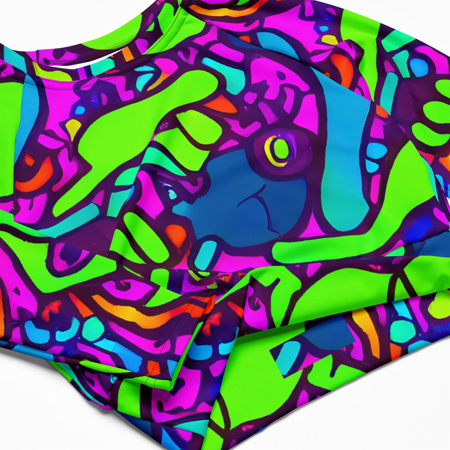 Long Sleeve Crop Top - Funky Vortex