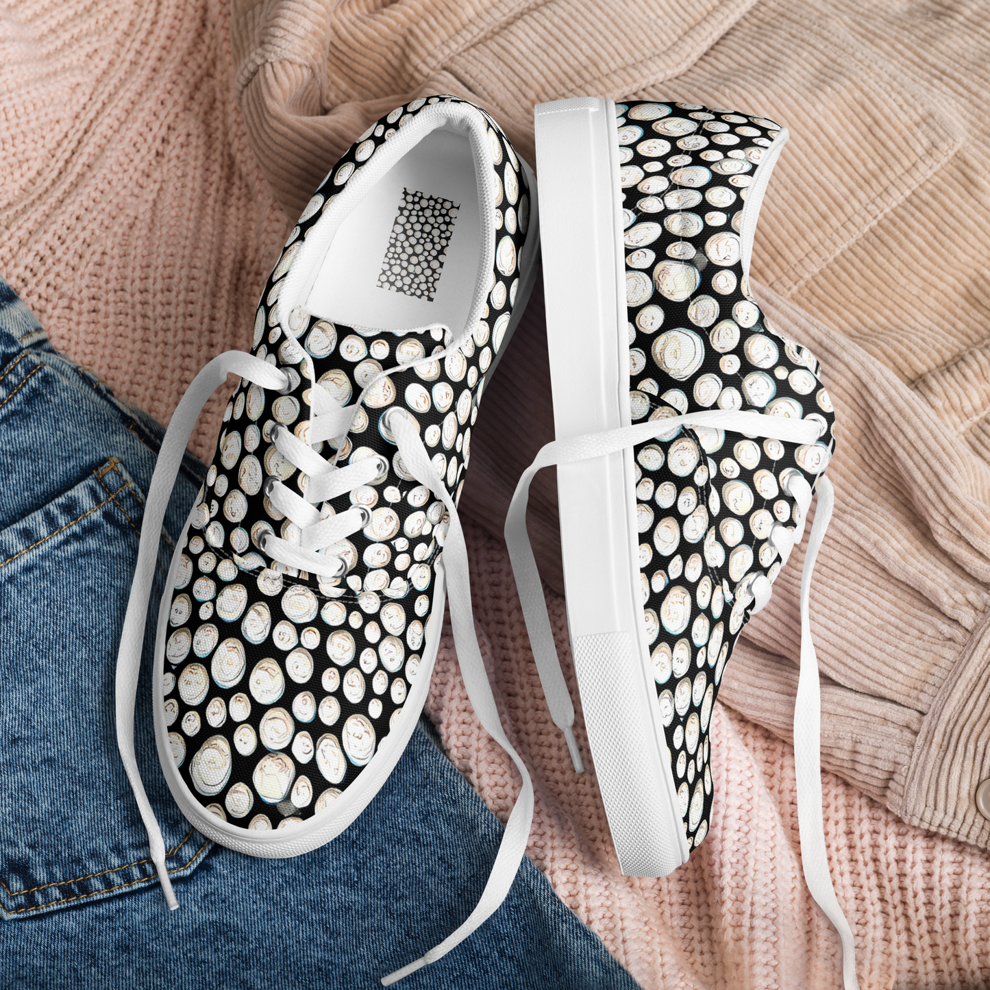 Men's Lace-Up Canvas Shoes - Celestial Whimsy