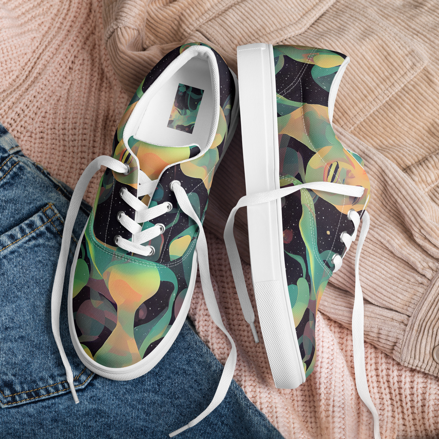 Men's Lace-Up Canvas Shoes - Astral Rhythms