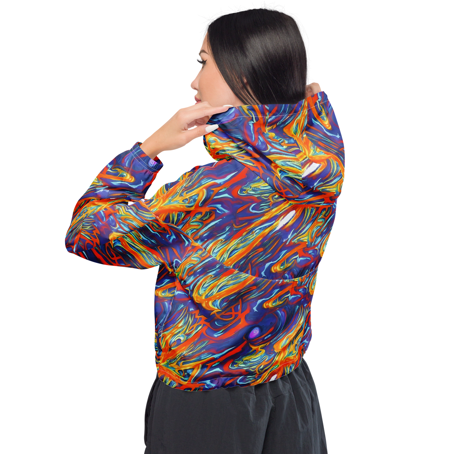 Women's Cropped Windbreaker - Galactic Ember
