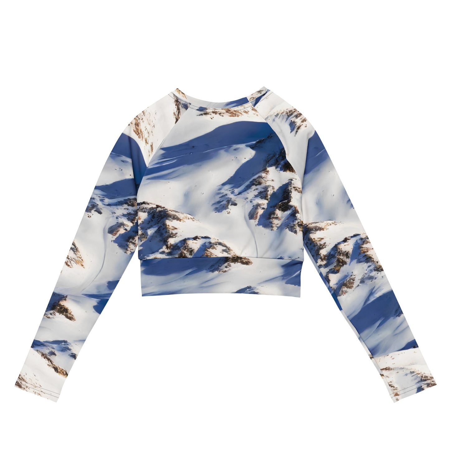 Long Sleeve Crop Top - Snowlit Peaks