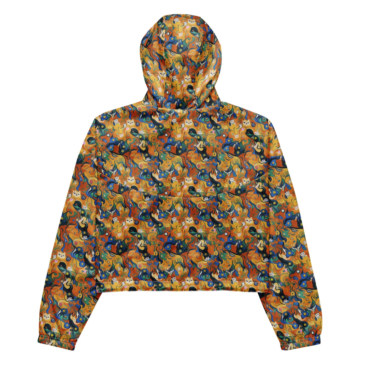 Women's Cropped Windbreaker - Whimsical Feline Dance