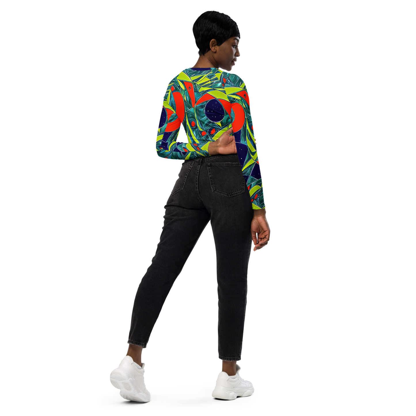 Long Sleeve Crop Top - Harmonic Mirage