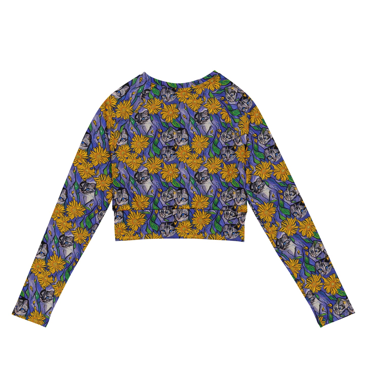 Long Sleeve Crop Top - Feline Flora