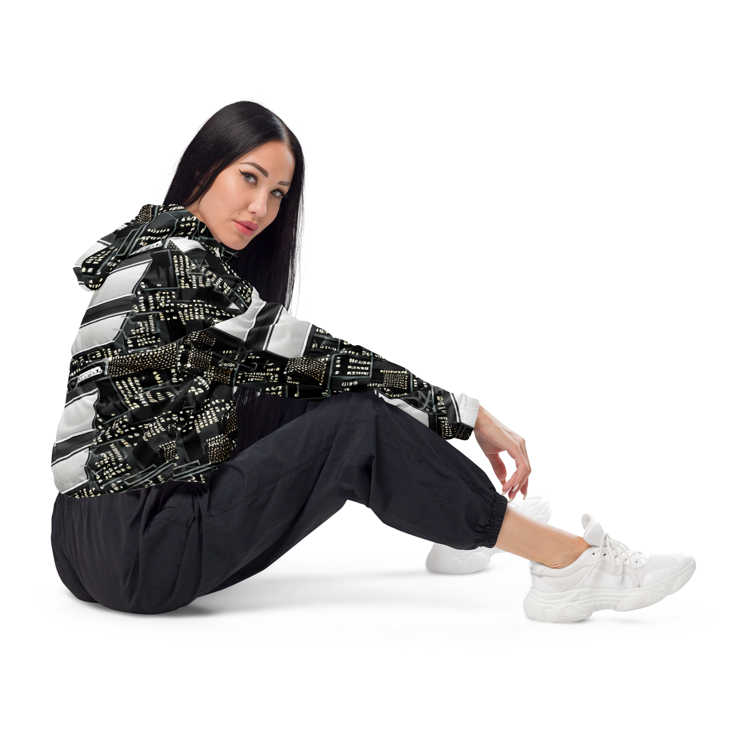 Women's Cropped Windbreaker - Electro Essence