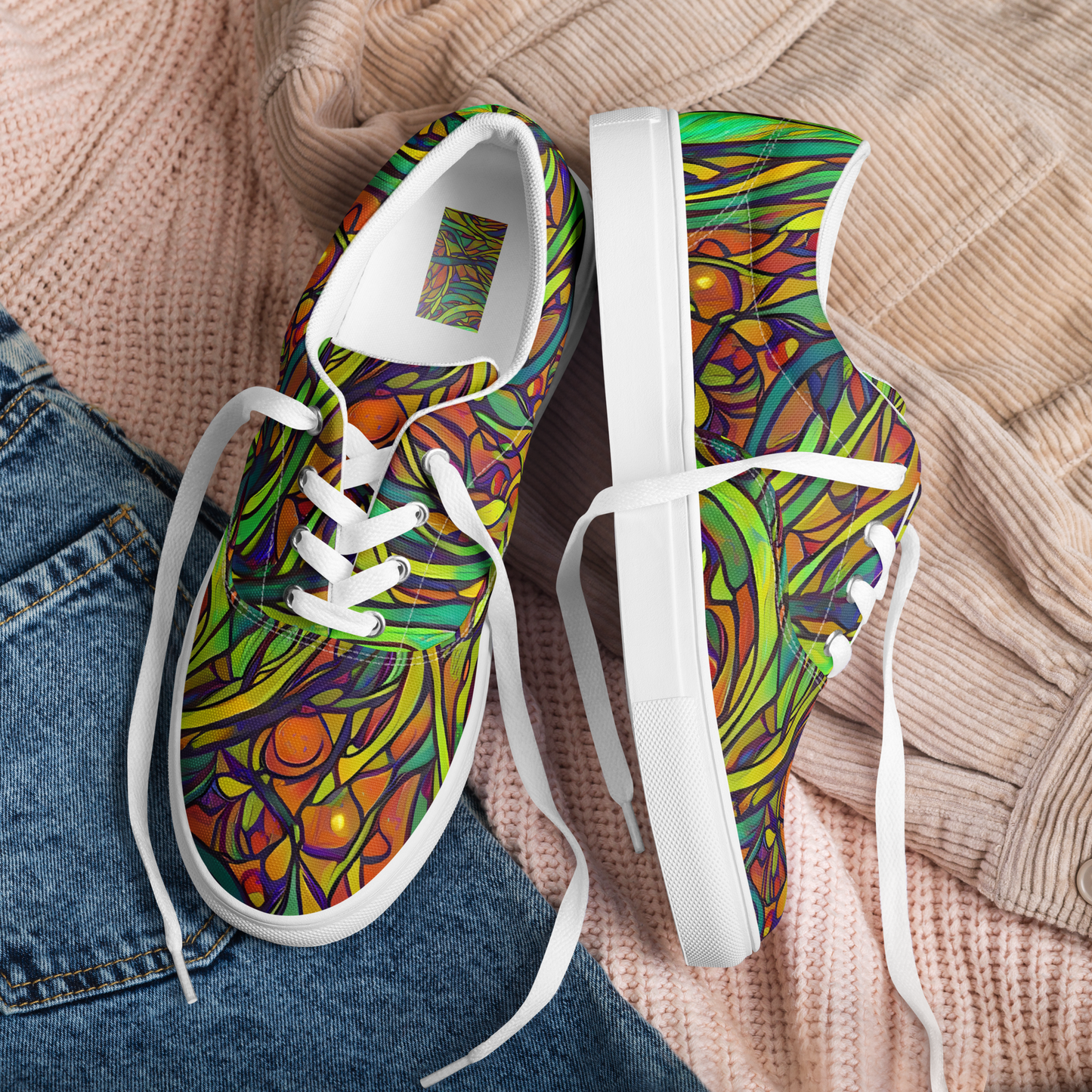 Men's Lace-Up Canvas Shoes - Cosmic Garden