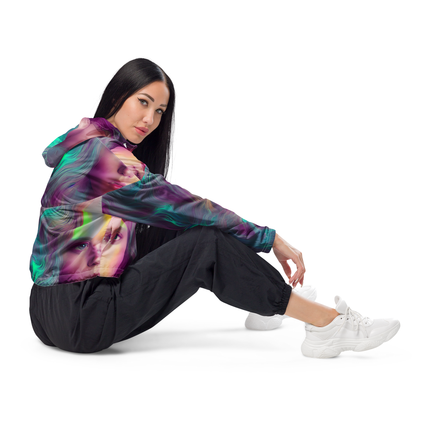 Women's Cropped Windbreaker - Surreal Tresses