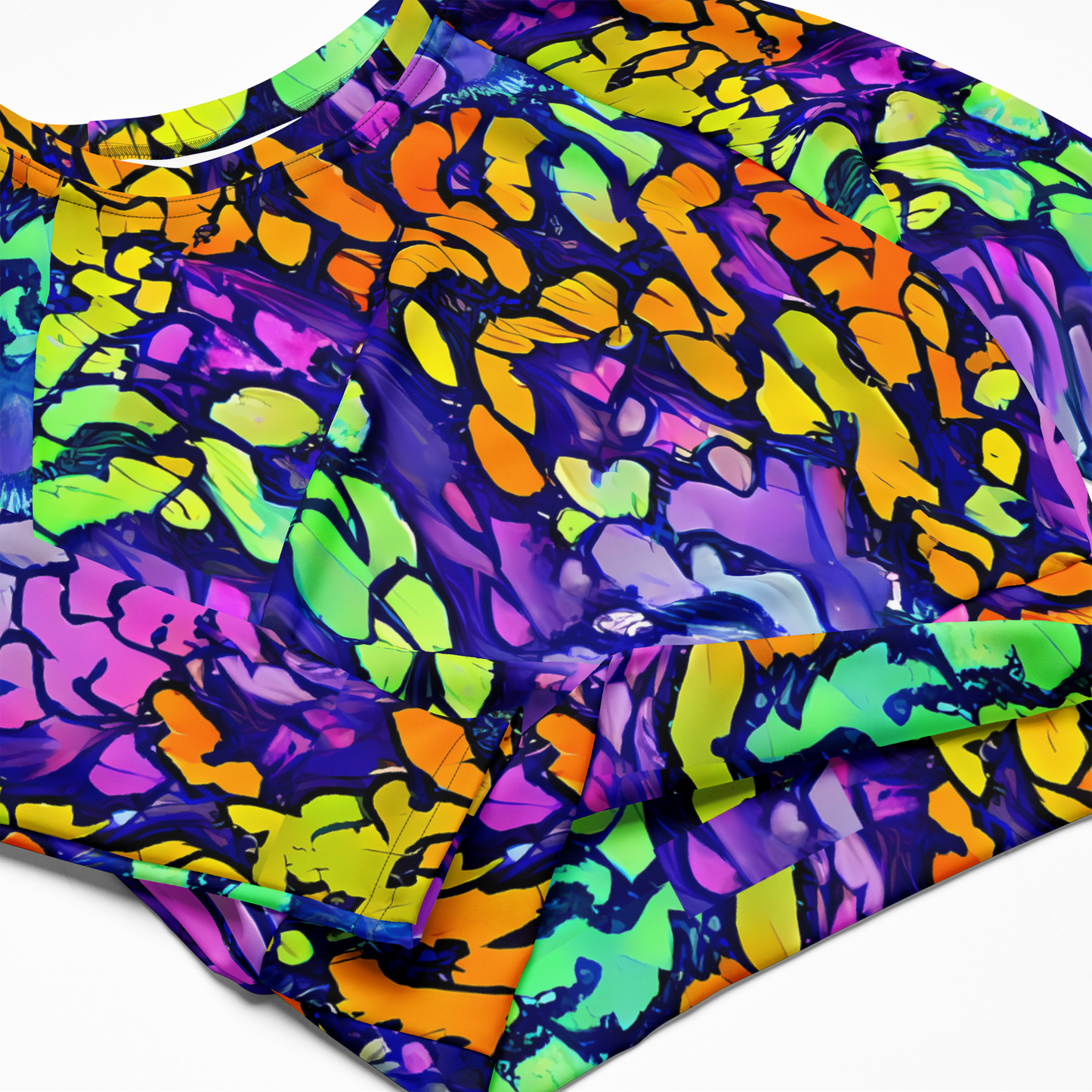 Long Sleeve Crop Top - Surreal Waveforms