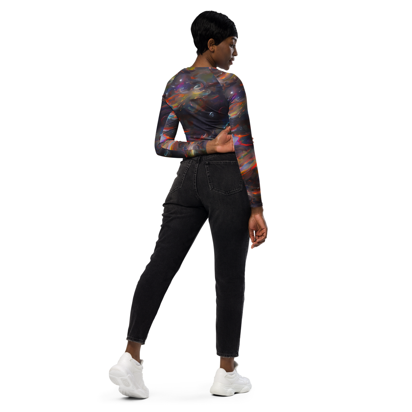 Long Sleeve Crop Top - Chromatic Flux