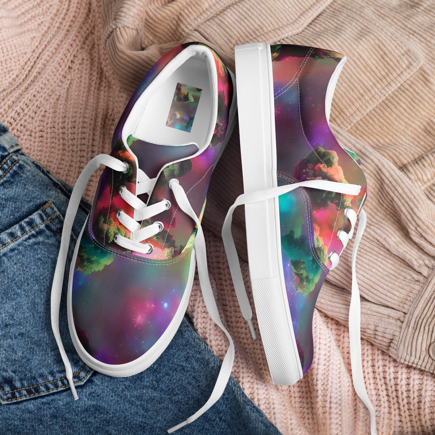 Men's Lace-Up Canvas Shoes - Nebula Dreams