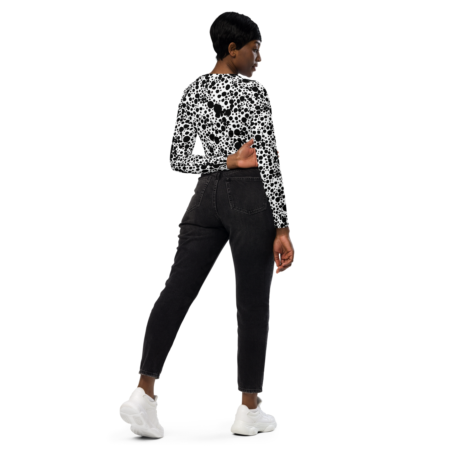 Long Sleeve Crop Top - Dappled Shadow Dance