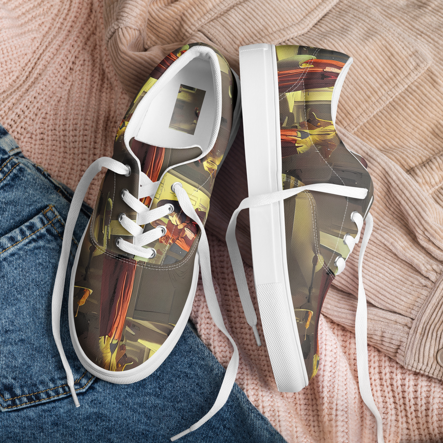 Men's Lace-Up Canvas Shoes - Surreal Shadows