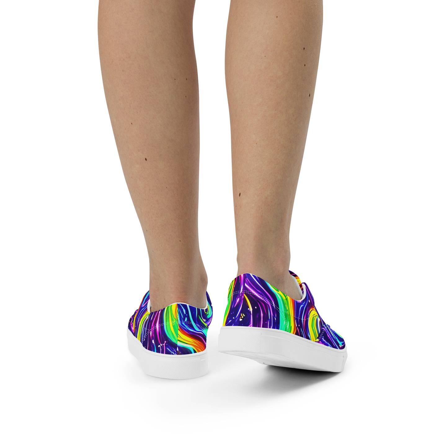 Women's Lace-Up Canvas Shoes - Galactic Flames