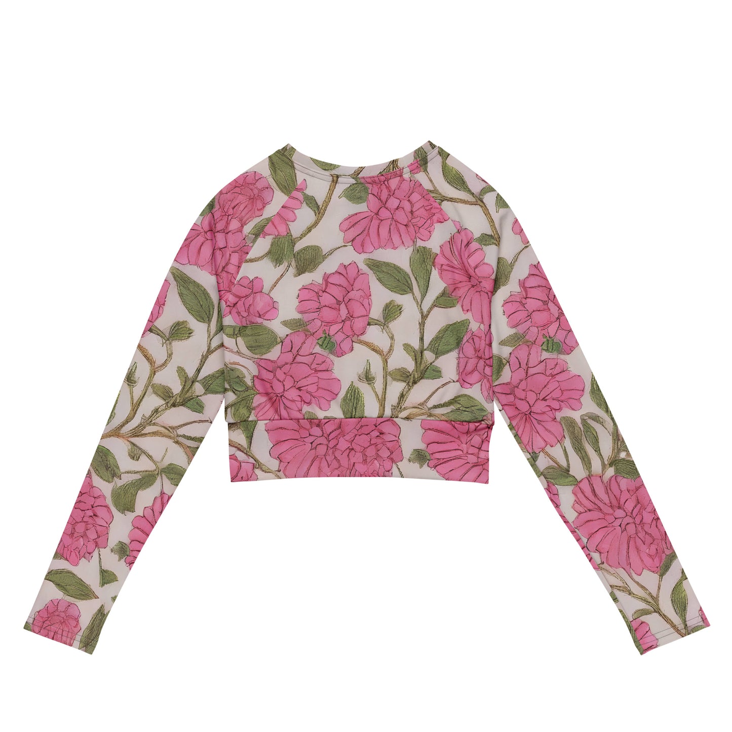 Long Sleeve Crop Top - Blossom Symphony