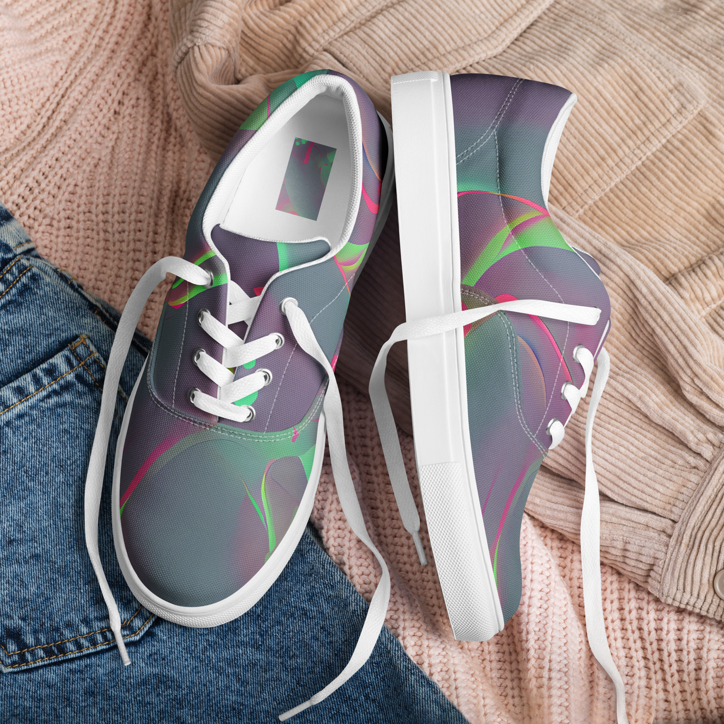 Men's Lace-Up Canvas Shoes - Neon Whisper