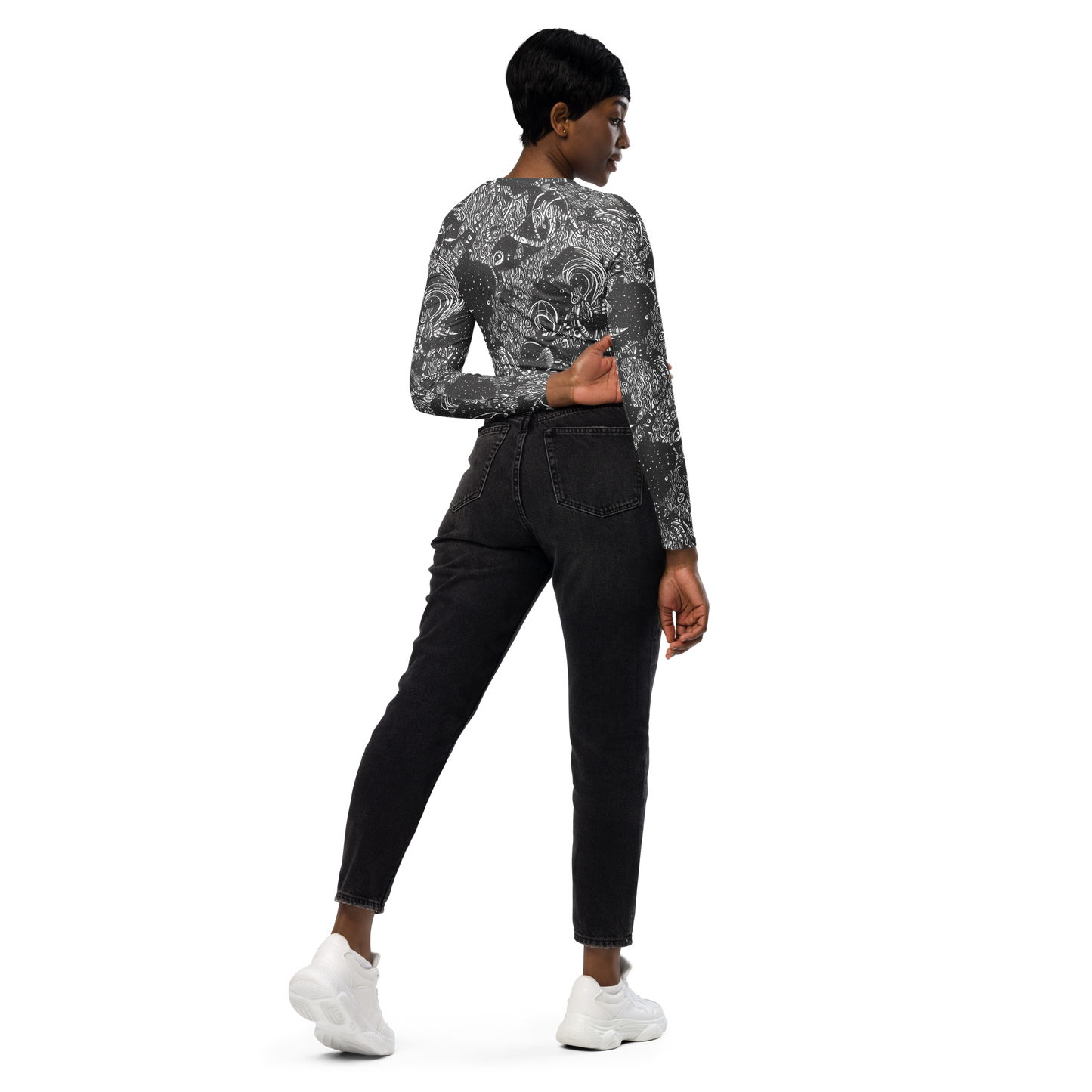 Long Sleeve Crop Top - Shadow Reverie