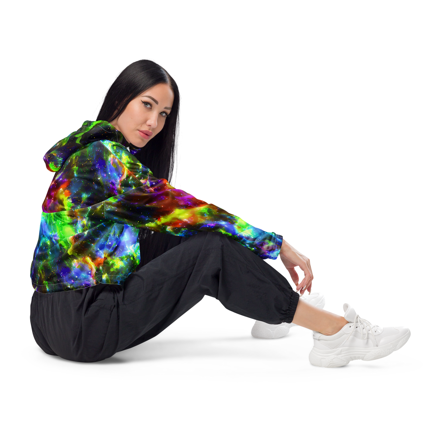 Women's Cropped Windbreaker - Neer Nebula