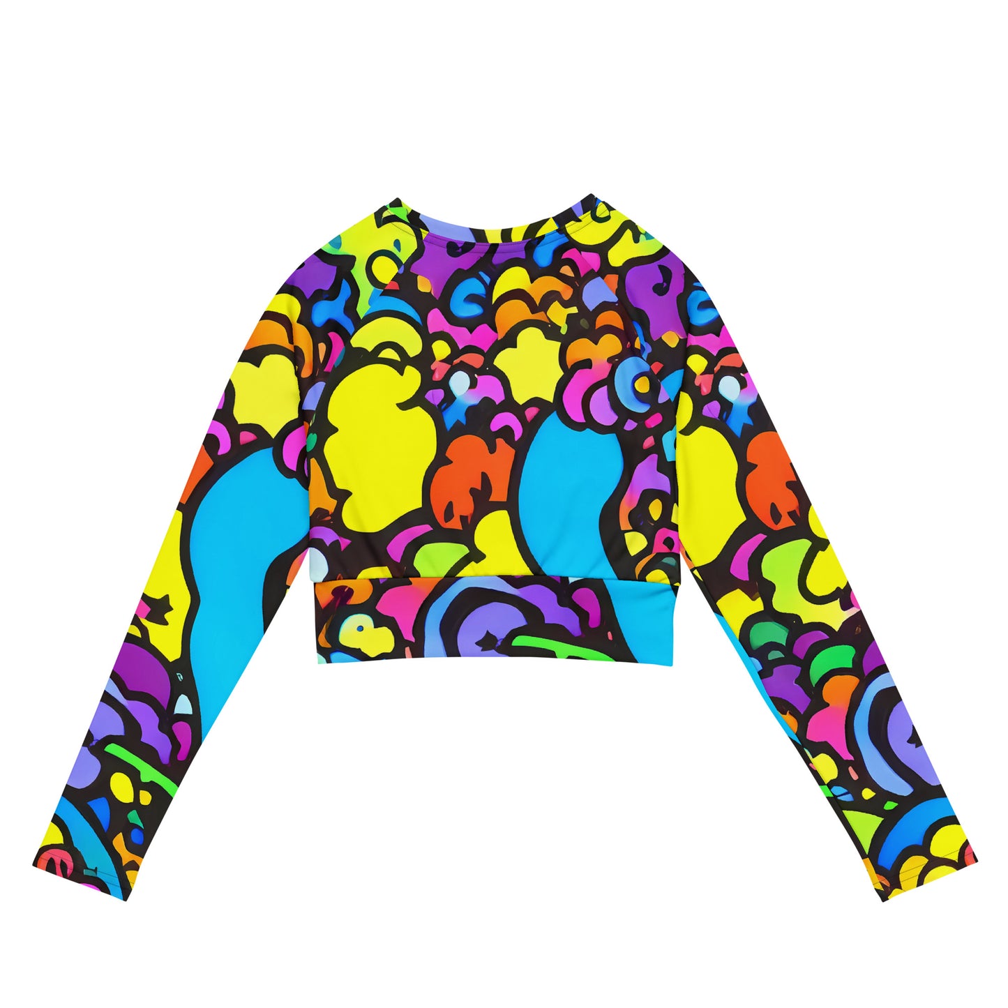Long Sleeve Crop Top - Kaleidoscope Garden