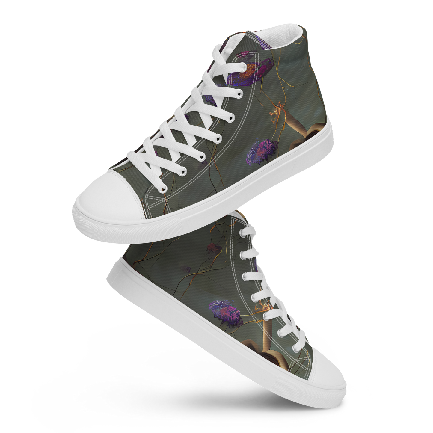 Men's High Top Canvas Shoes - Ethereal Bloom