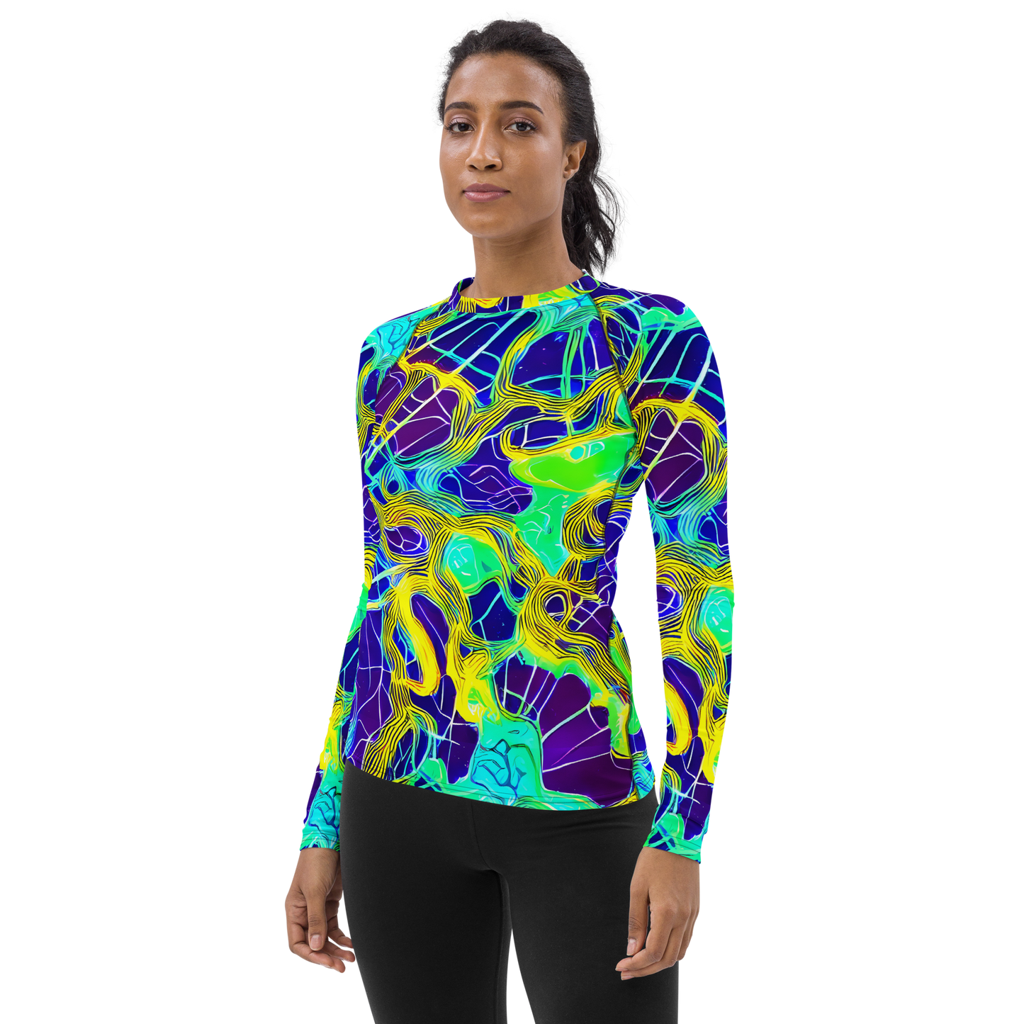 Women's Rash Guard - Neon Jungle Rhapsody