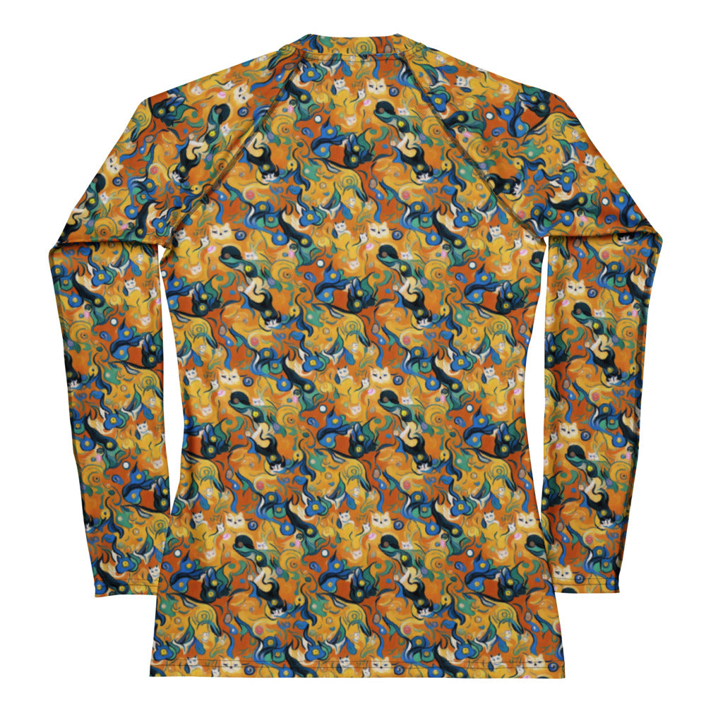 Women's Rash Guard - Whimsical Feline Dance